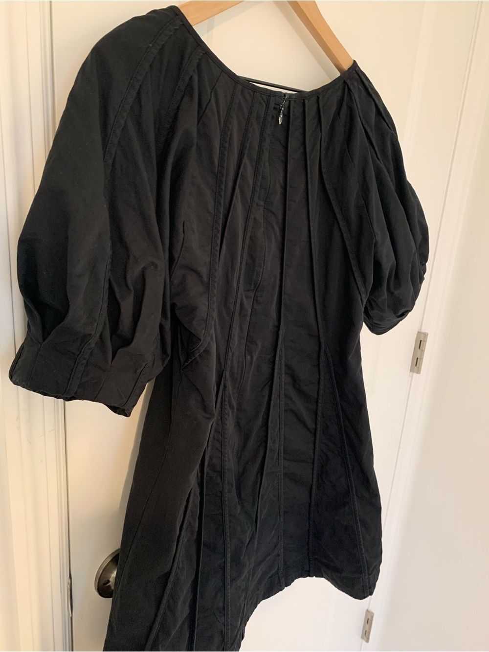Anthropologie x Aureta Black Puff Sleeve Seamed A-Line Dress - Picture 11 of 12